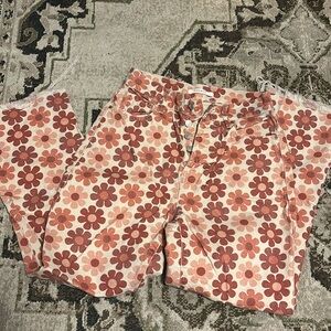 PacSun Floral Straight Leg Jeans - Red and Pink
